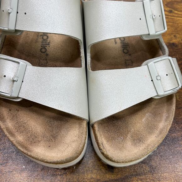 Birkenstock Papillio Womens Size 7 EU 38 Narrow Arizona Sandals Metallic Mineral - Picture 13 of 16